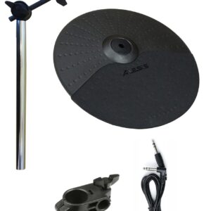 Alesis Turbo/Nitro Express 10 Inch Cymbal with 19 Inch Cymbal Arm/Clamp and Silverline Audio 10ft Connection Cable Bundle - Compatible with Surge, Command, Crimson, Strike