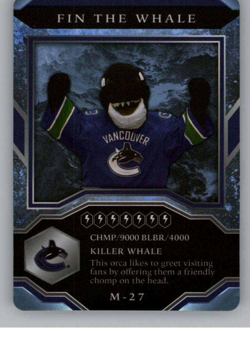 2021-22 Upper Deck MVP Mascot Gaming Cards #M-27 Fin The Whale Vancouver Canucks Official NHL Hockey Card in Raw (NM or Better) Condition