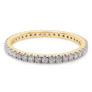 SAVEARTH DIAMONDS 1/2 ct.t.w Lab Created Moissanite Diamond Full Eternity Stackable Wedding Band Ring In 14k Yellow Gold Over Sterling Silver Jewelry For Women (VVS1 Clarity, 0.50Cttw)-9.5