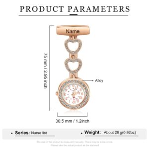 Nurse Watches for Nurses Doctors, Custom Nurse Watches Hanging Engraved Name Lapel Pin Watch on Nursing Watch, Personalized Nurses Pocket Watches for Graduation Birthday Valentine's Day Mothers Day (Rose gold 2)