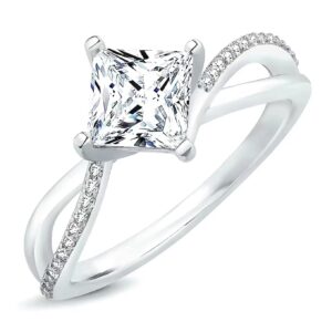 ZLAEBL 1.5 Carat (ctw) Moissanite Engagement Rings for Women Platinum Plated Silver Ring Moissanite Rings,7