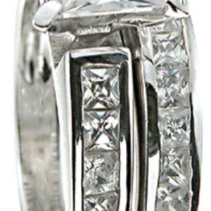 LaRaso & Co Princess Cut Wedding Band Engagement Ring Set in 925 Sterling Silver Size 7