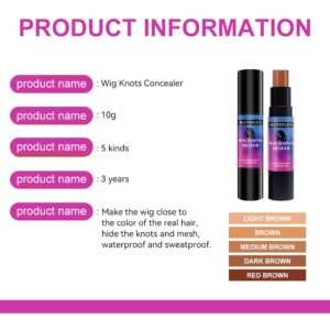 MATEPLEX Wig Lace Dyeing Concealer Stick with brush, Double-head Wig Knots Healer,concealer for Lace wigs & Frontal Part & Hairline, Light Brown-01