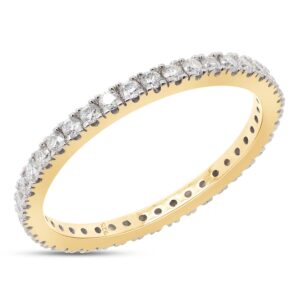 SAVEARTH DIAMONDS 1/2 ct.t.w Lab Created Moissanite Diamond Full Eternity Stackable Wedding Band Ring In 14k Yellow Gold Over Sterling Silver Jewelry For Women (VVS1 Clarity, 0.50Cttw)-9.5