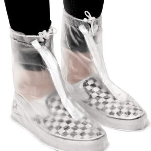 Rain Shoe Covers | Waterproof Shoe Covers for Men Women | Reusable Galoshes Overshoes (Clear, X-Large)