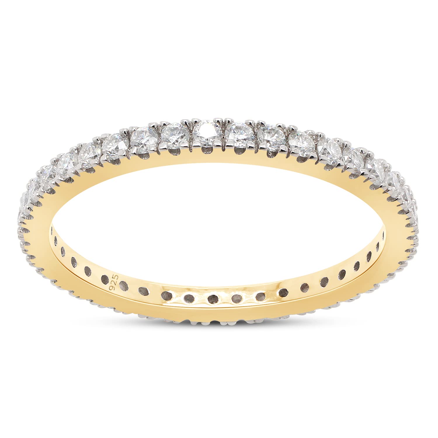 SAVEARTH DIAMONDS 1/2 ct.t.w Lab Created Moissanite Diamond Full Eternity Stackable Wedding Band Ring In 14k Yellow Gold Over Sterling Silver Jewelry For Women (VVS1 Clarity, 0.50Cttw)-9.5