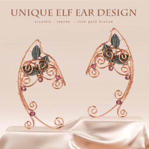 Elf Ear Earring Cuffs Leaf Earring Filigree Elf Bone Cosplay Cuffs 1 Pair Wrap Earrings for Fairy Ears Costume Cosplay Wedding Jewelry