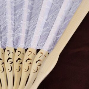 FOMIYES Hand held Fan Handheld Fans Chinese Fan Hand Fans for Women Vintage Fan Retro Chinese Style Fan Bamboo Wood Hand Fan Retro Dance Fan Folding Fan lace Fan Wedding White Cooler Miss