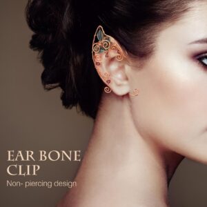 Elf Ear Earring Cuffs Leaf Earring Filigree Elf Bone Cosplay Cuffs 1 Pair Wrap Earrings for Fairy Ears Costume Cosplay Wedding Jewelry