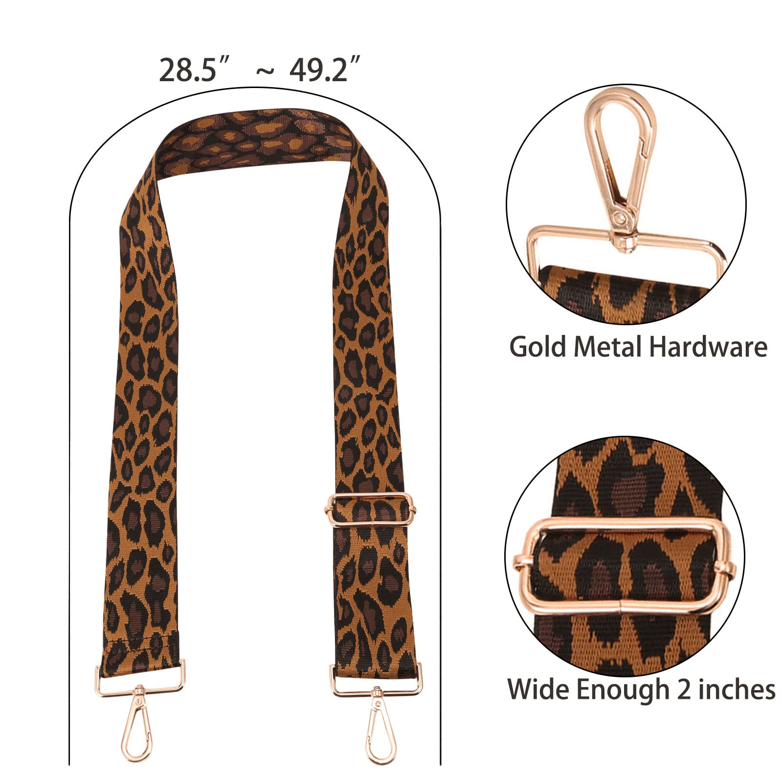 GINJKGO Purse Straps Replacement Crossbody - Bag Shoulder Strap for Handbags, Wide Crossbody Straps for Purses Guitar Leopard for Her