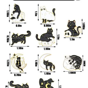 10 Pieces Cat Pins Cute Brooch Pin Set Kawaii Cat Backpack Pin Black Cat Book Brooch Gothic Aesthetic Cat Buttons for Backpacks Clothing Bags Lapel Jackets for Women Men DIY Presents