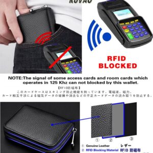 KUVAO RFID Blocking, Leather Credit Card Holder Zipper Wallet With 20 Card Slots, Small Card Case for Women or Men Accordion Wallet with Zipper (Blcak)