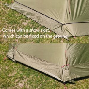 Vilemoon Tipi Hot Tent with Fire Retardant Stove Jack for Flue Pipes, 3~4 Person, Lightweight, Teepee Tents for Family Team Outdoor Backpacking Camping Hiking (Green)