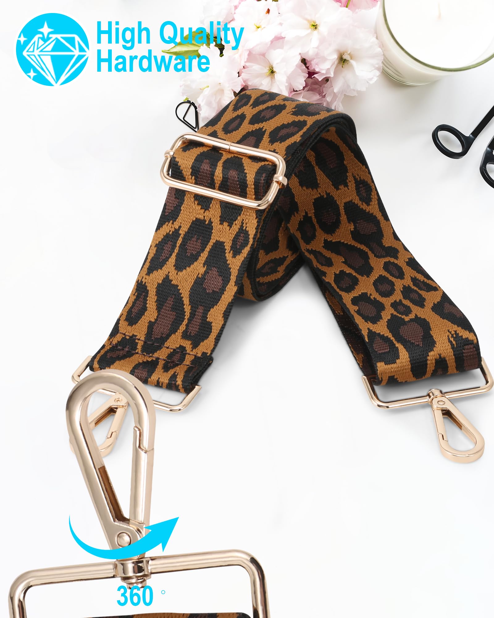 GINJKGO Purse Straps Replacement Crossbody - Bag Shoulder Strap for Handbags, Wide Crossbody Straps for Purses Guitar Leopard for Her