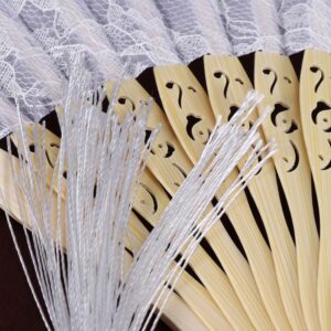 FOMIYES Hand held Fan Handheld Fans Chinese Fan Hand Fans for Women Vintage Fan Retro Chinese Style Fan Bamboo Wood Hand Fan Retro Dance Fan Folding Fan lace Fan Wedding White Cooler Miss