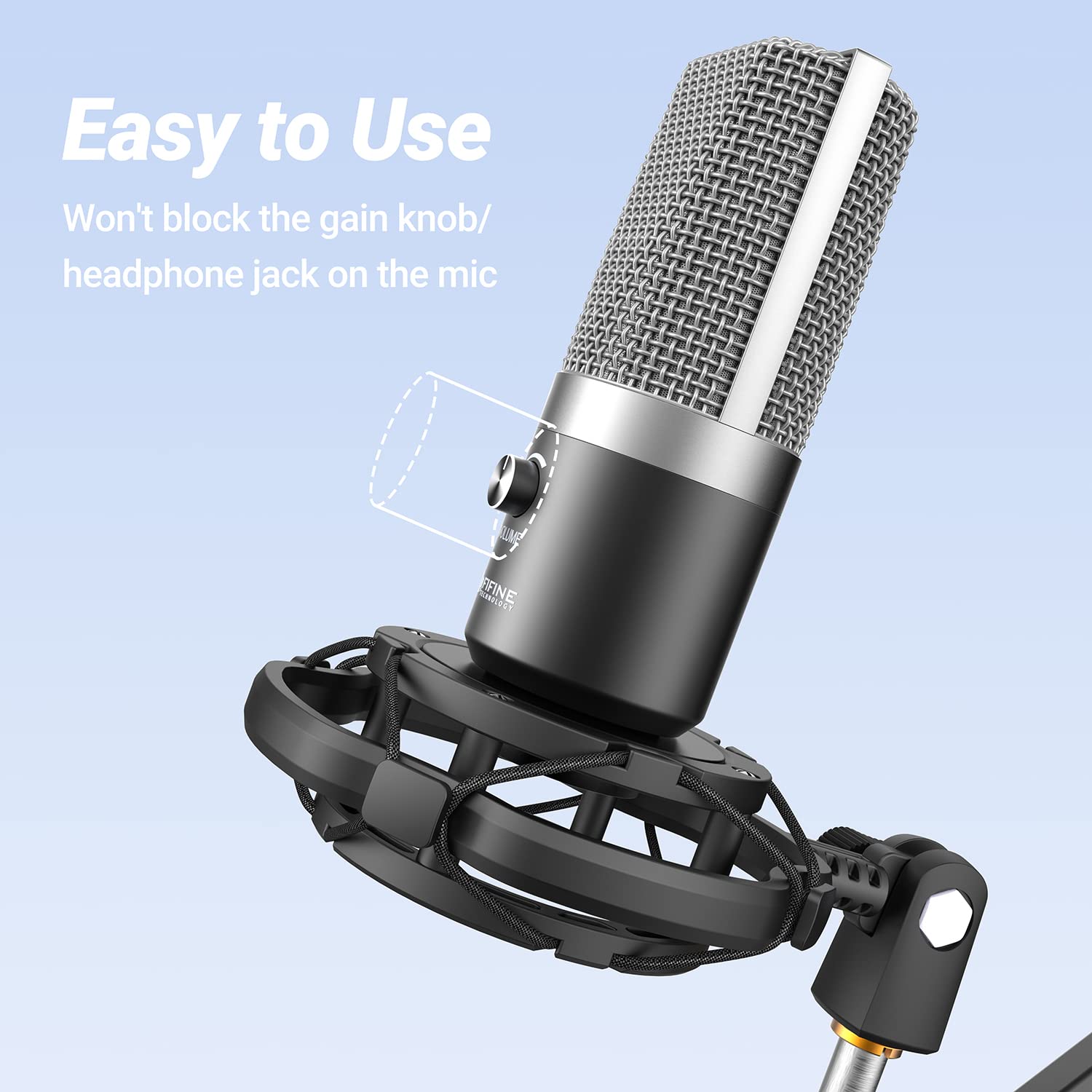 FIFINE Shock Mount Holder for Microphone, Vibration Reduction and Noise Elimination, with Thumbscrew, Pivot mount, Suitable for Desk Stand and Boom Arm