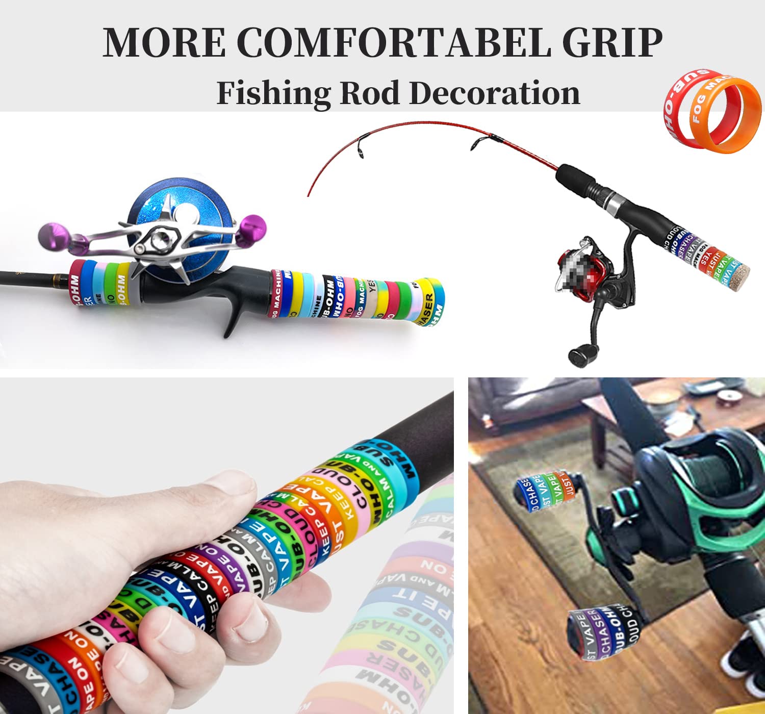 Silicone Handle Band Anti Slip Rubber Ring,Racket Handle Grip Fix Ring,for Slingshot Fishing Rod Bicycle Grip Cool Decoration(10Pcs Random Mixed)