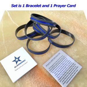 BLUE INSPIRED Thin Blue Line Bracelet and Prayer Card | Back The Blue, Pro Law Enforcement | Navy Blue | Husband/Wife, Men/Women