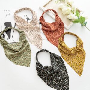 Wresty 5 Pcs Floral Hair Scarf Headband Chiffon Elastic Bandanas Triangle Hairband Headwear Headwrap Hair Acessories