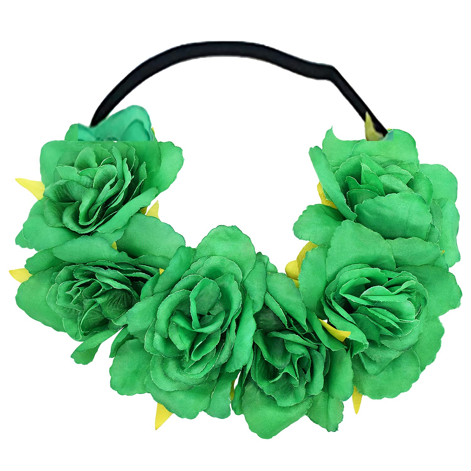 SpinLaLa St Patricks Day Women Headbands - Green Elastic Floral Headbands for Women Girls, Non Slip Bohemian Flower Crown Head Wear (Large Flower)