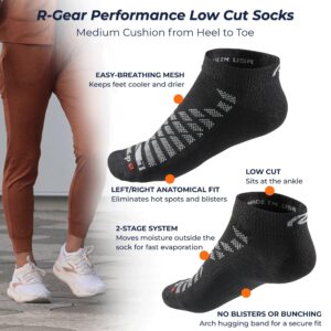 R-Gear Drymax Low Cut Running Socks For Men and Women, Medium Cushion | Breathable, Moisture Control & Anti Blister | L, Black, 3 Pack