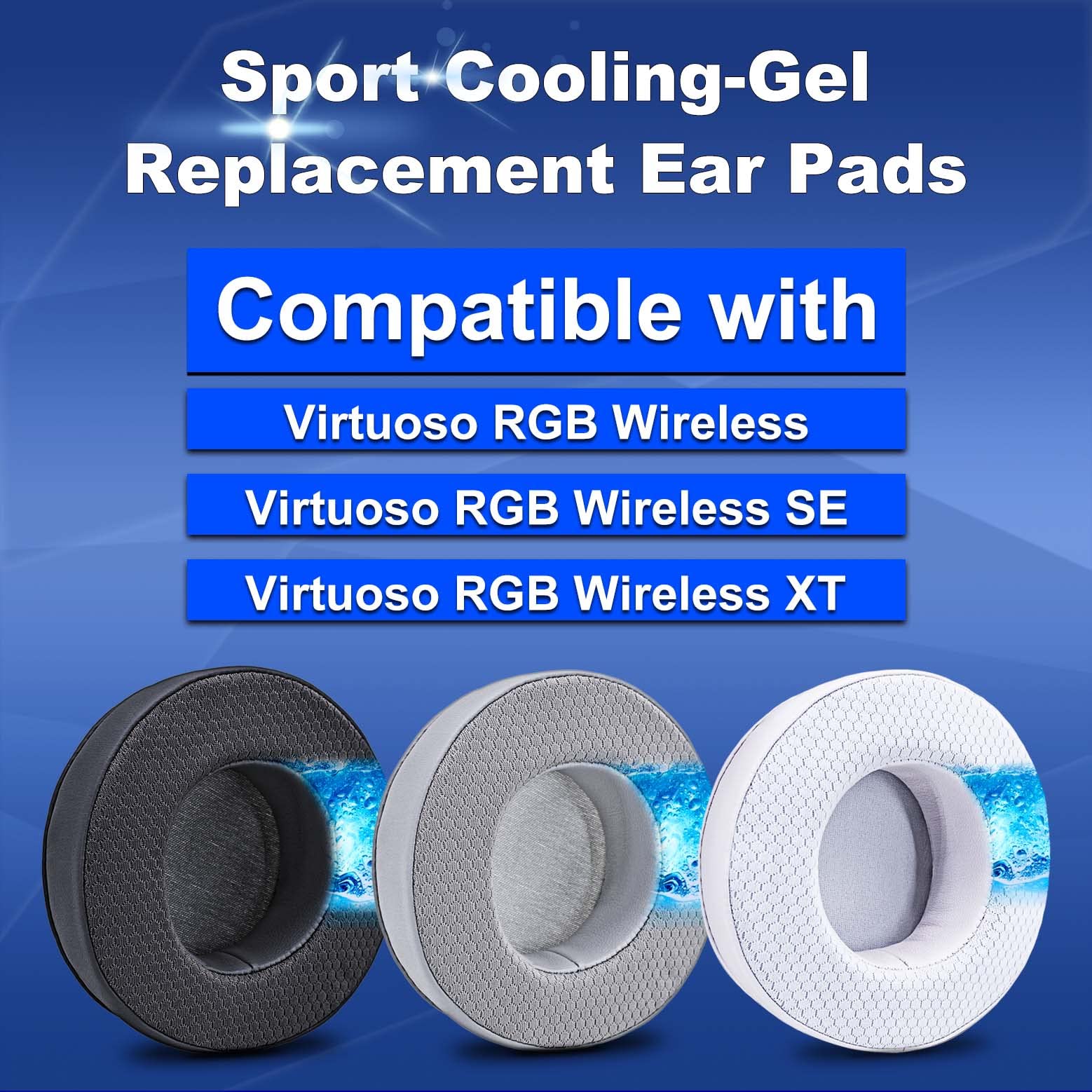 Virtuoso XT Ear Pads Replacement for Virtuoso RGB Wireless SE XT Headset, Cooling Gel, More - Softer Memory Foam, Added Thickness, Extra Durability by JESSVIT (Virtuoso XT Cooling Gel Earpads Black)