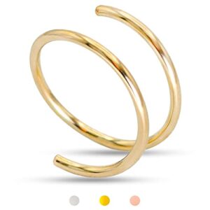 14k gold filled 20g double hoop nose ring for single piercing, 20 gauge small thin 8mm spiral nose jewelry for women men