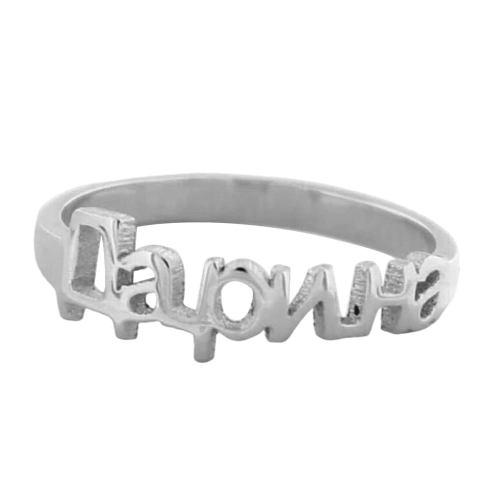 Personalized 925 Sterling Silver Russian Name Ring Custom Womens Band Jewelry Wedding Gifts (Silver)