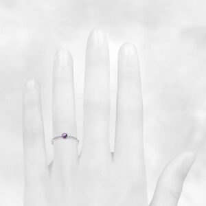 Jewelrygift 925 Sterling-Silver Halo Promise Ring Created Pink Sapphire Gtone Wedding Engagement Solitaire White Cubic Zircon Daily Wear Party Wear Ring Women and Jewelry : 5.5