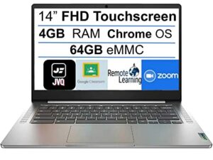 lenovo 2022 newest chromebook 3 14" fhd ips touchscreen anti-glare laptop computer, mediatek mt8183 8-core cpu(up to 2.0ghz), 4gb ram, 64gb emmc, webcam, wifi, bluetooth, usb type-c, chrome os+jvq mp