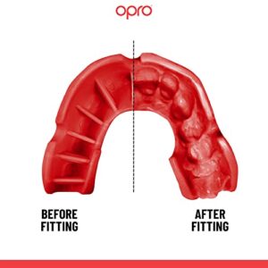 OPRO Silver Level Adult and Youth Sports Mouthguard with Case, Gum Shield Featuring Revolutionary Fitting Technology for Hockey, Rugby, Boxing and Contact and Combat Sports, (Black/Red, Adult)