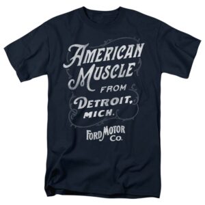 ford american muscle classic script unisex adult t shirt,navy, 2x-large