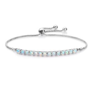 mdfun bracelet for women 18k white gold plated created round opal simple adjustable tennis opal bracelet