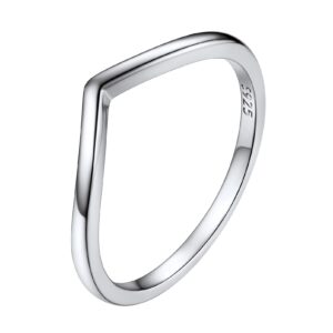 PROSILVER Minimalist Wishbone Ring Plain Silver Knuckle Finger Rings Size 10 Cute Simple Rings