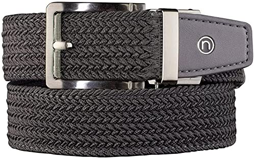 Nexbelt Braided Golf Belt with Ratchet Technology - Cut to Fit Braided Golf Belt for Men - PreciseFit Braided Stretch Golf Belt with 1 3/8" Width Strap - Grey