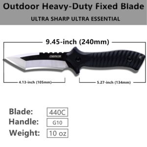 OERLA TAC OLK-038A Outdoor Knife Fixed Blade Camping Hunting Survival Field Knife 440C Full Tang Stainless Steel Blade with Kydex Sheath and EDC Tactical Belt Clip