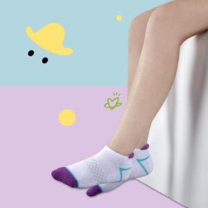 Comfoex 12 Pairs Girls Socks Ankle Athletic Socks Cotton Sports Socks With Cushioned Sole For Big Little Kids,Big Kid