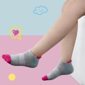 Comfoex 12 Pairs Girls Socks Ankle Athletic Socks Cotton Sports Socks With Cushioned Sole For Big Little Kids