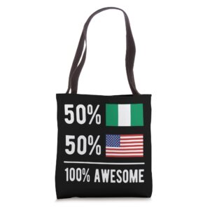 proud nigerian american flag nigeria usa tote bag