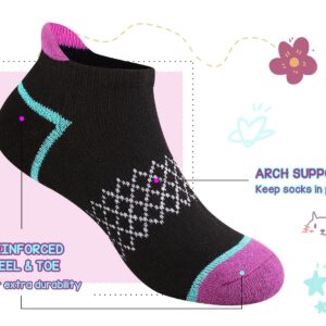 Comfoex 12 Pairs Girls Socks Ankle Athletic Socks Cotton Sports Socks With Cushioned Sole For Big Little Kids