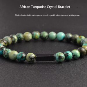 YJJelt Healing Crystal for Women Men 6mm Natural African Turquoise Stone Beads Stretch Bracelets Beaded Bracelets Bracelet for Women Men Jewelry Gifts