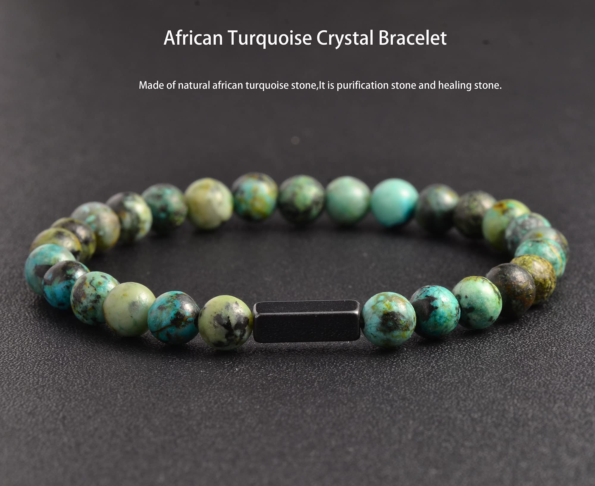 YJJelt Healing Crystal for Women Men 6mm Natural African Turquoise Stone Beads Stretch Bracelets Beaded Bracelets Bracelet for Women Men Jewelry Gifts