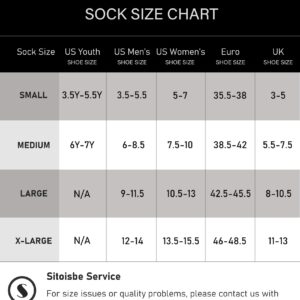 SITOISBE Cushioned Compression Unisex Mid-crew Socks 4-Pack, Large, Black