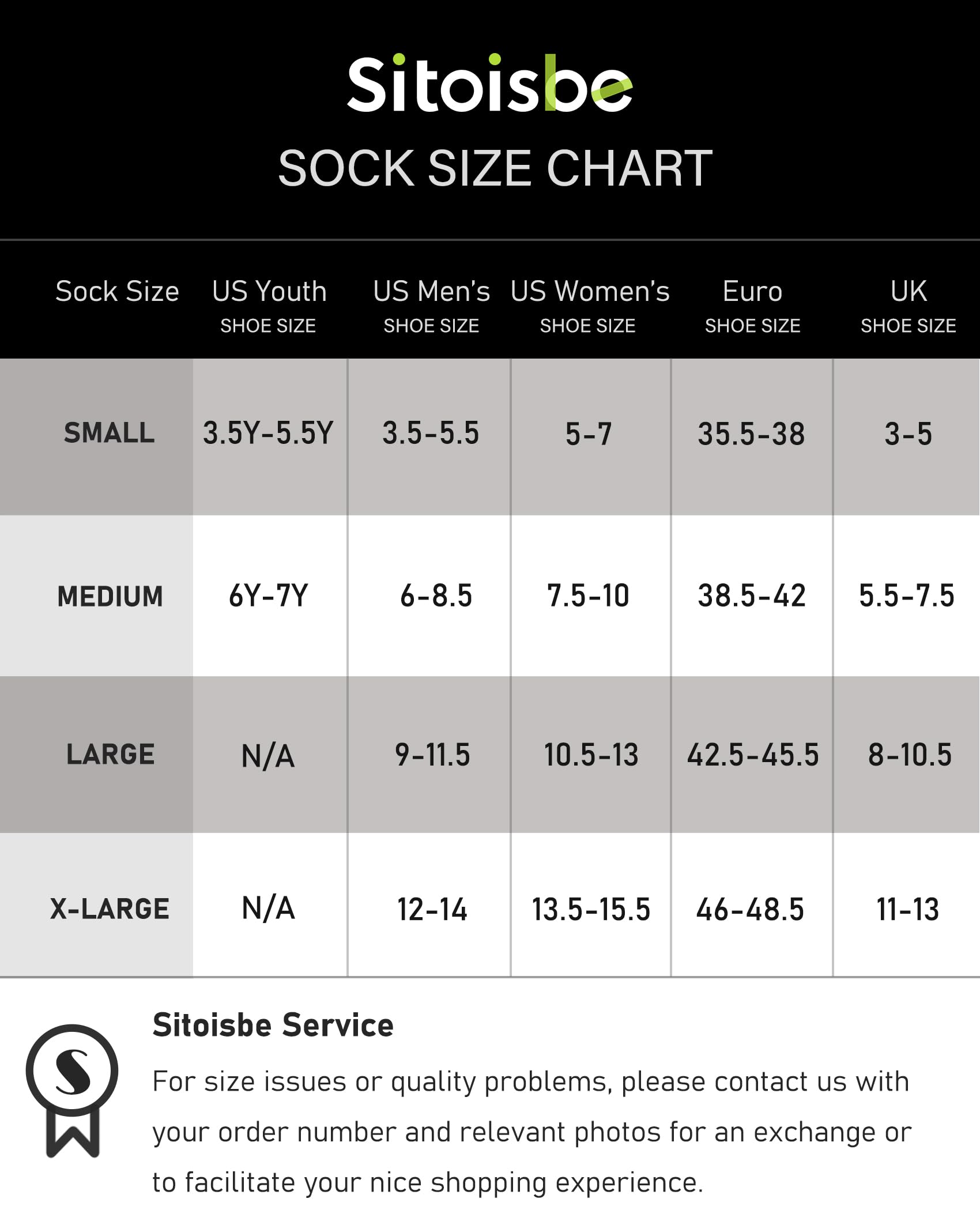 SITOISBE Cushioned Compression Unisex Mid-crew Socks 4-Pack, Large, Black