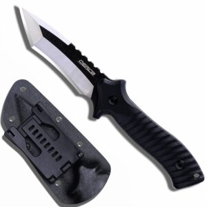 OERLA TAC OLK-038A Outdoor Knife Fixed Blade Camping Hunting Survival Field Knife 440C Full Tang Stainless Steel Blade with Kydex Sheath and EDC Tactical Belt Clip