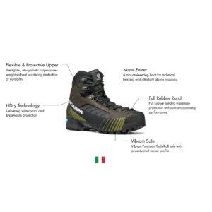 SCARPA Men's Ribelle Lite HD Lightweight Waterproof Boots for Hiking and Mountaineering - Cocoa/Moss - 8-8.5