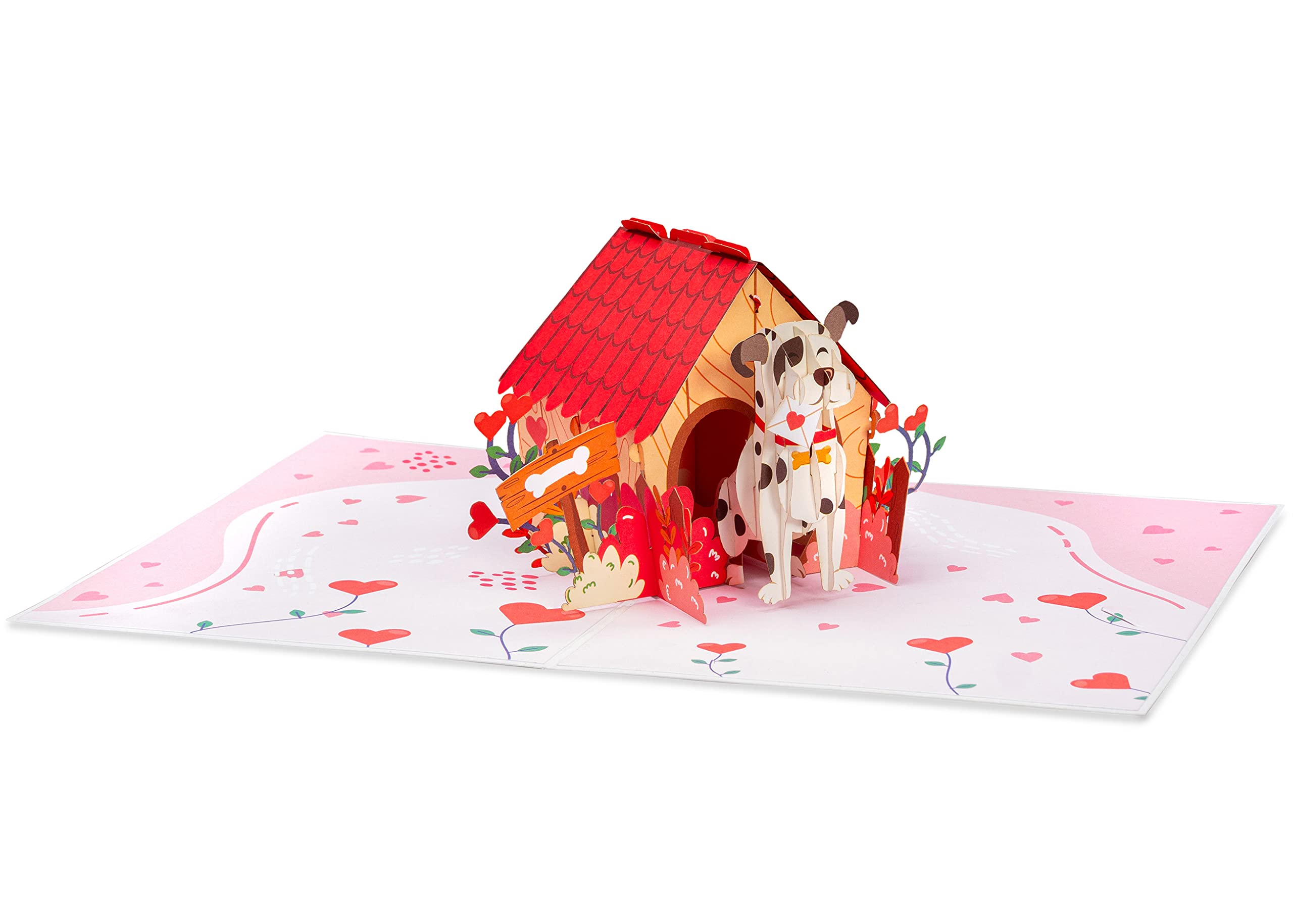 Paper Love 3D Dog House Pop Up Card, For Valentines Day, Birthday, Mothers Day, Adults or Kids, All Occasions - 5" x 7" Cover - Includes Envelope and Note Tag