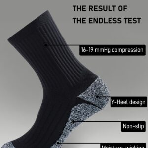 SITOISBE Cushioned Compression Unisex Mid-crew Socks 4-Pack, Large, Black