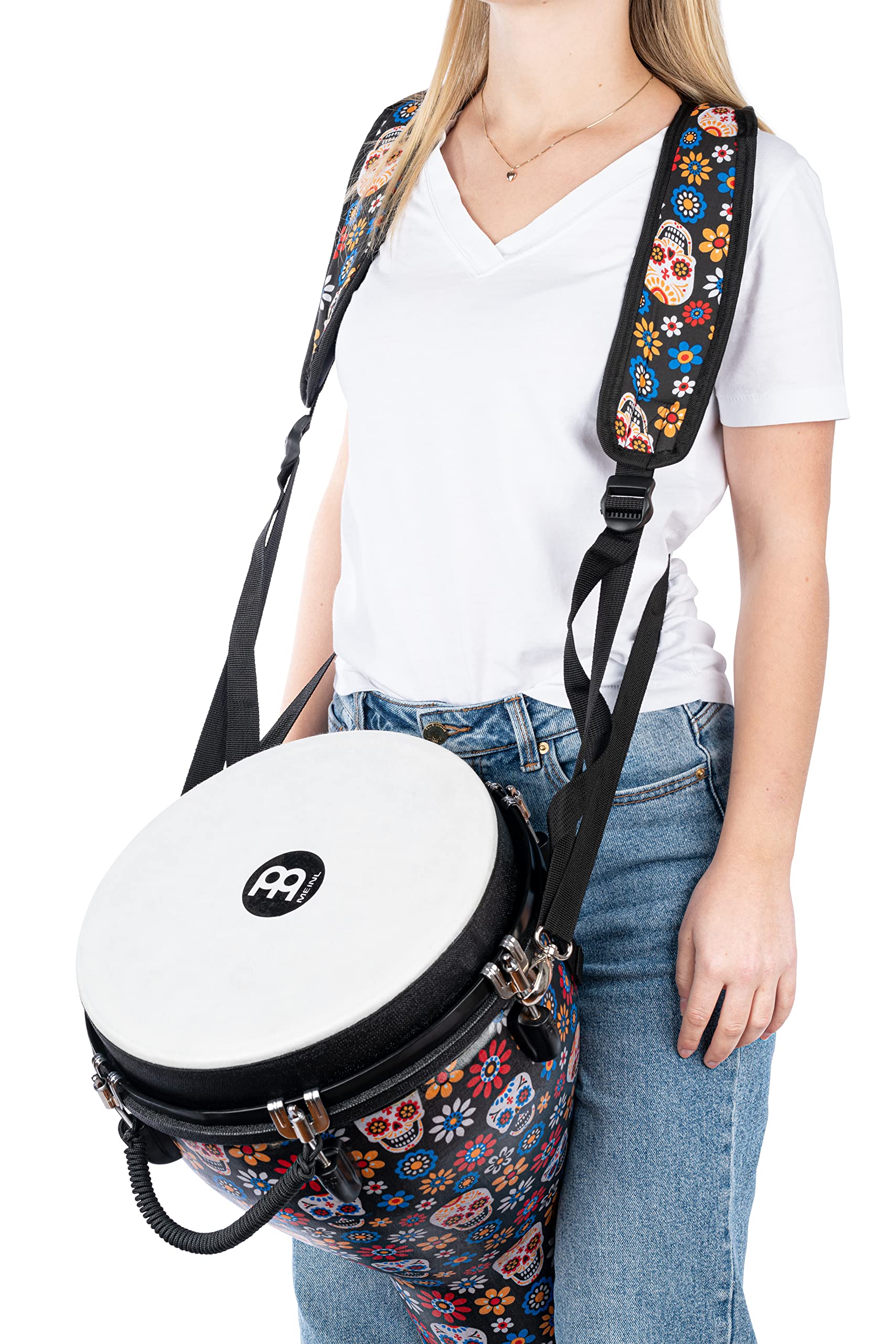 Meinl Percussion Designer Djembe Strap with Durable Synthetic Fabric and Adjustable Length, Day of The Dead (MDJS1DA)