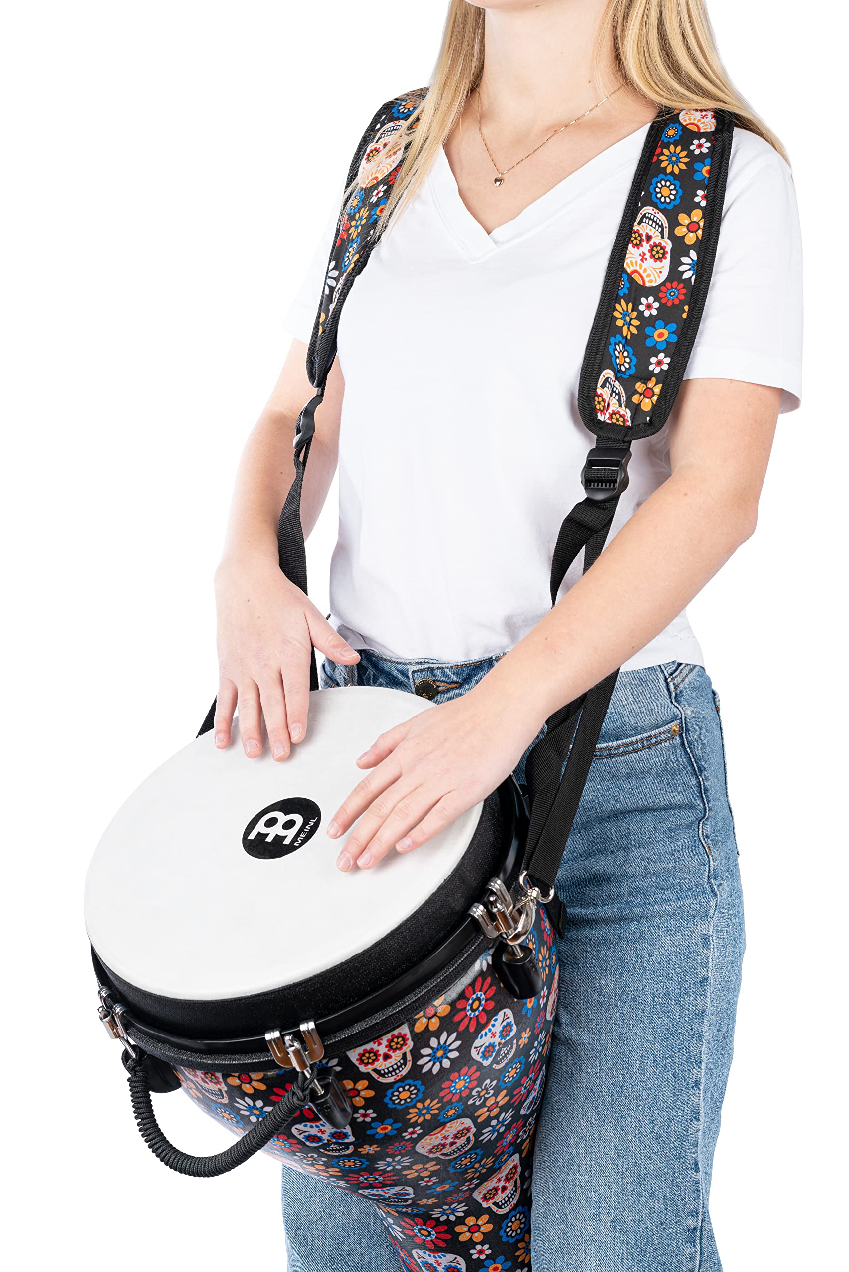 Meinl Percussion Designer Djembe Strap with Durable Synthetic Fabric and Adjustable Length, Day of The Dead (MDJS1DA)